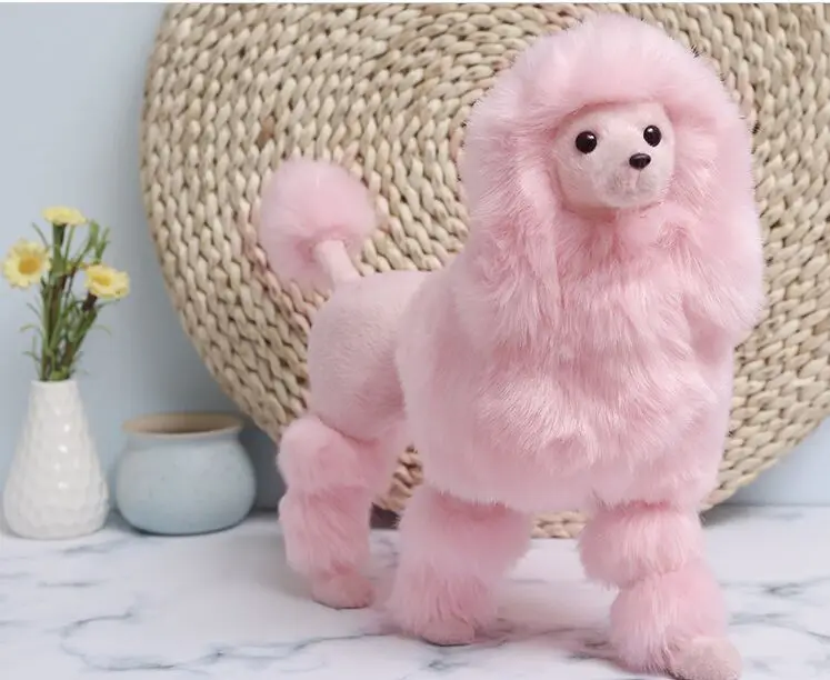 big simulation poodle dog model polyethylene&furs pink dog handicraft,home decoration about 40x30cm