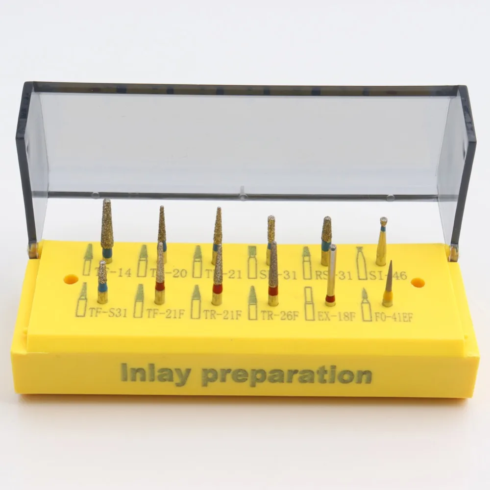 1 Kit(12pcs) Dental Inlay Preparation Diamond Burs Drill Kit Dentists Professional