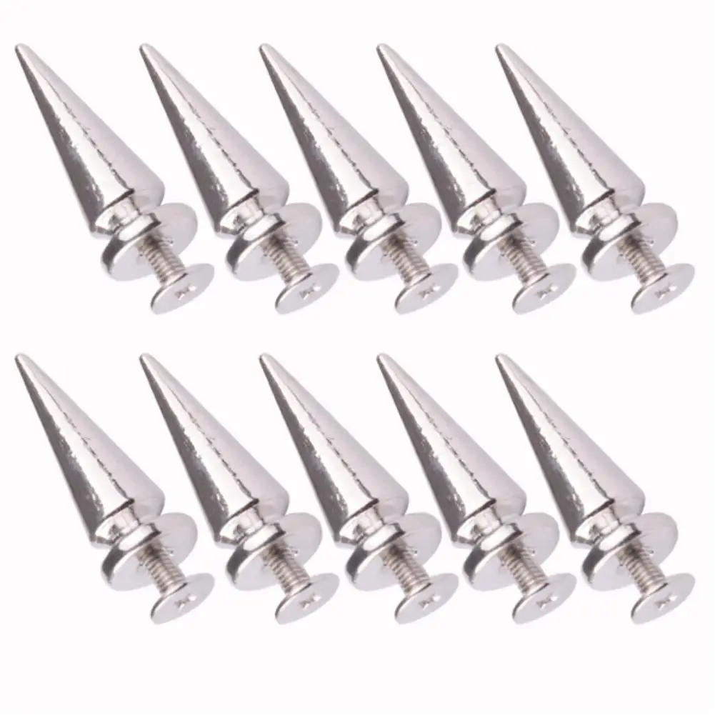 10pcs height26mm/ base7mm Screwback Spike Cone Round Studs Rivet Nail Metal Bullet DIY Shoes Bag Belt Garment Punk Leathercraft