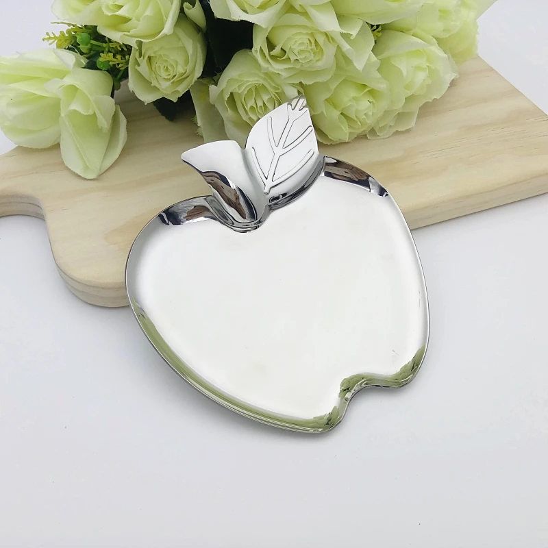 Stainless Steel Dessert Plate, Heart Dish, Silvering, Fruits Salad Flat Plate, Concise Style, Breakfast Serving Tableware, 1Pc