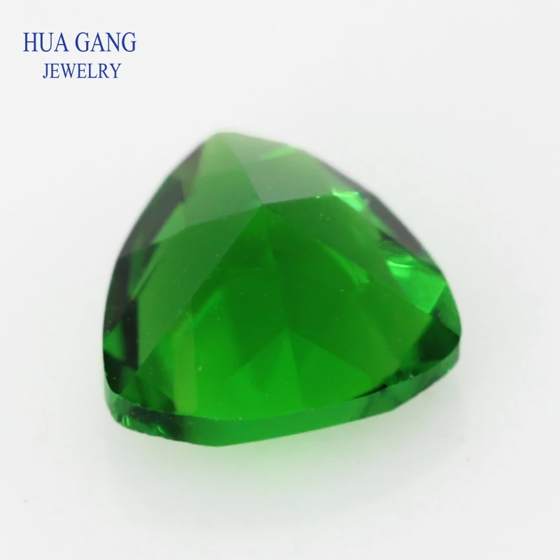 Glass Beads Green Trillion Shape Princess Cut Loose Synthetic Gems For Jewelry Size 3x3~12x12mm