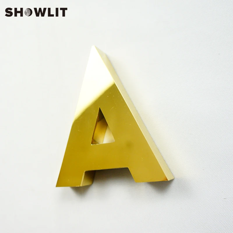 3d custom golden plating stainless steel metal letters logo