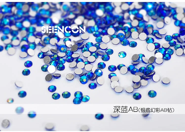 100pcs Blue AB super shining colorful AB sapphire blue top quality nail art rhinestone non-hotfix 3D Nail Art ss4/ss6/ss8/ss10