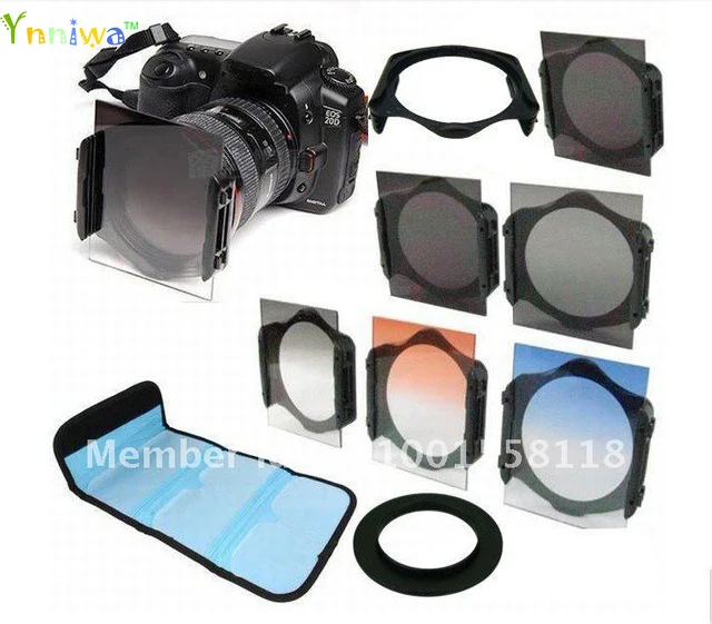 9 in1  1pcs(49-82) ring Adapter+ ND2 ND4 ND8+ Graduated Orange Blue grey square Filter for Cokin p series free ship+track number