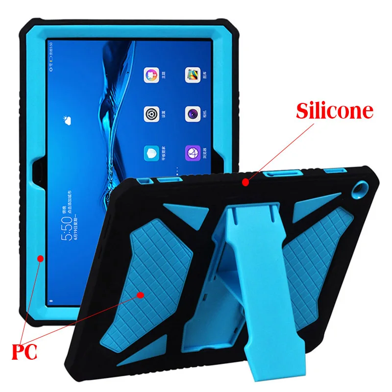For Huawei M3 Lite 10 Case Silicone and PC Shockproof Heavy Duty Armor Cover for Huawei M3 Lite 10 BAH-W09/AL00 10.1'' Case+Gift