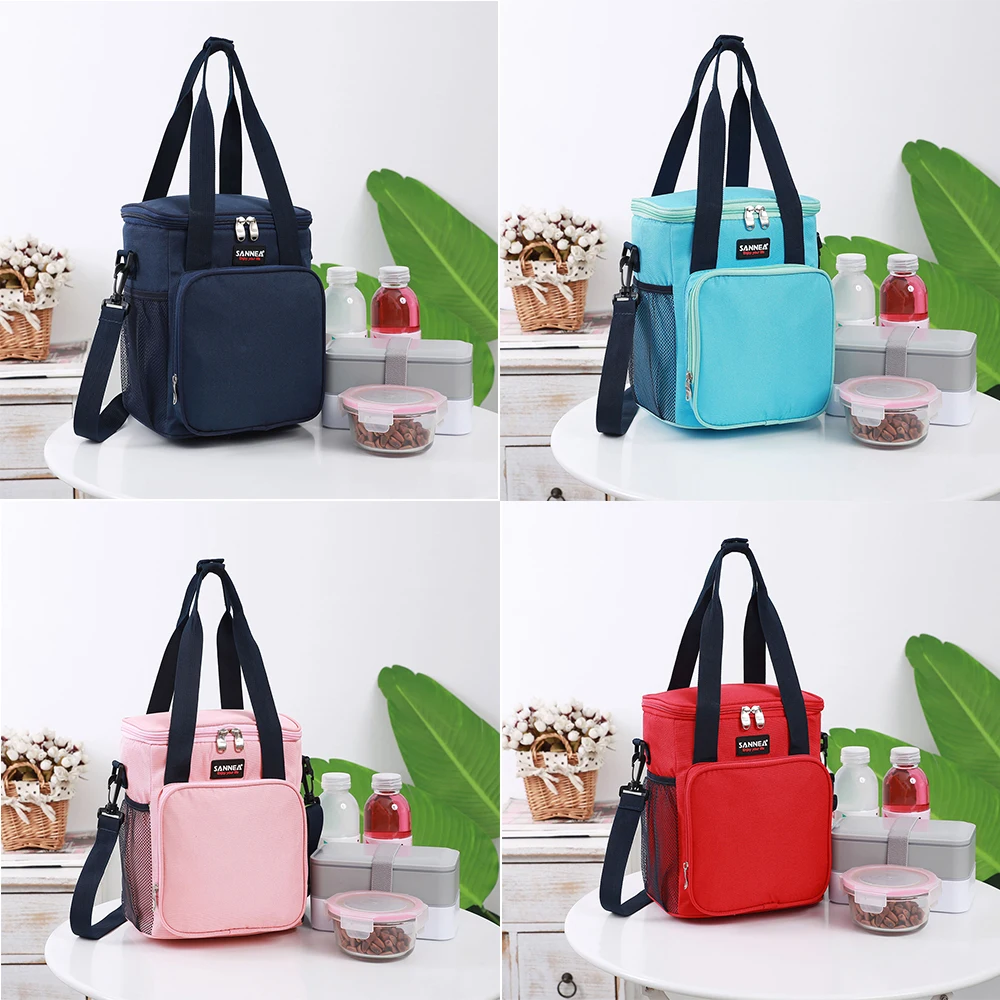 SANNE 9L New Fashion Design Lunch Bag Frosted Fabric Portable Multifunction Lunch Bag Thermal Food Insulated Cooler Lunch Box