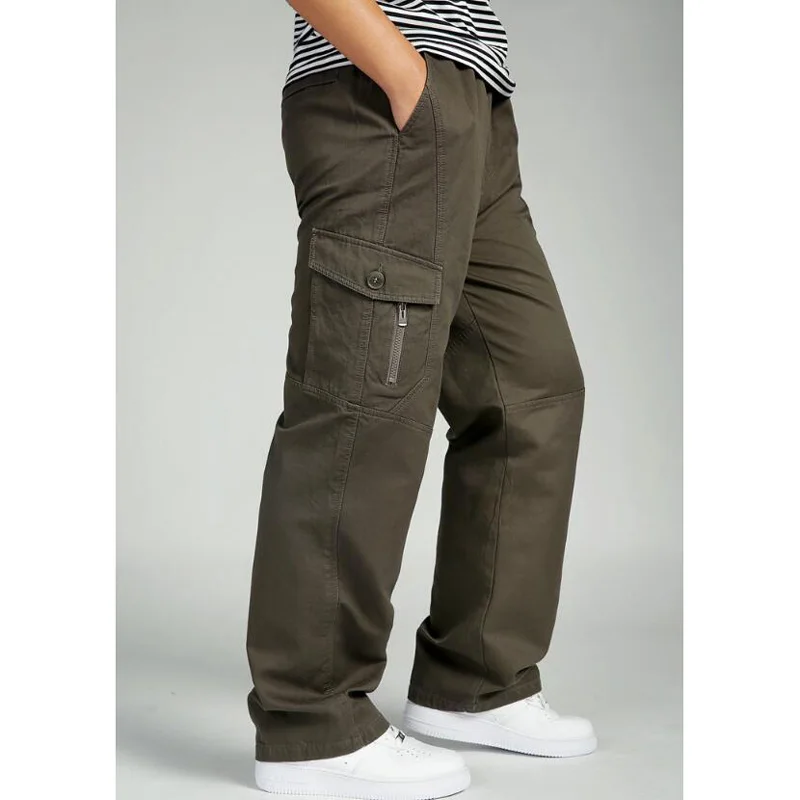 

Men Thicken Pants Autumn Winter Casual Loose Overall Overalls Cotton High Waist Cargo Pants Mans Trousers