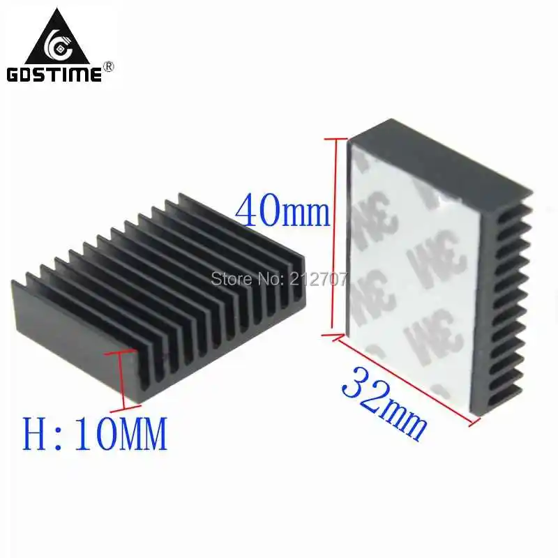 2 Pieces/lot Gdstime 40x32x10mm Black Radiator Aluminum Heatsink Cooling