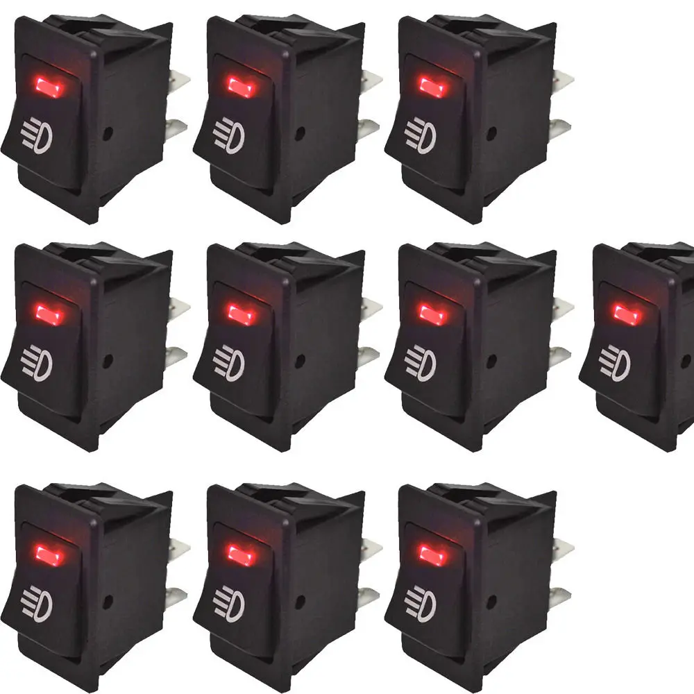 EE support  10 X 12V 35A Car Accessories Fog Light Switch Rocker Toggle Switch 4Pin Colors LED Dashboard Universal