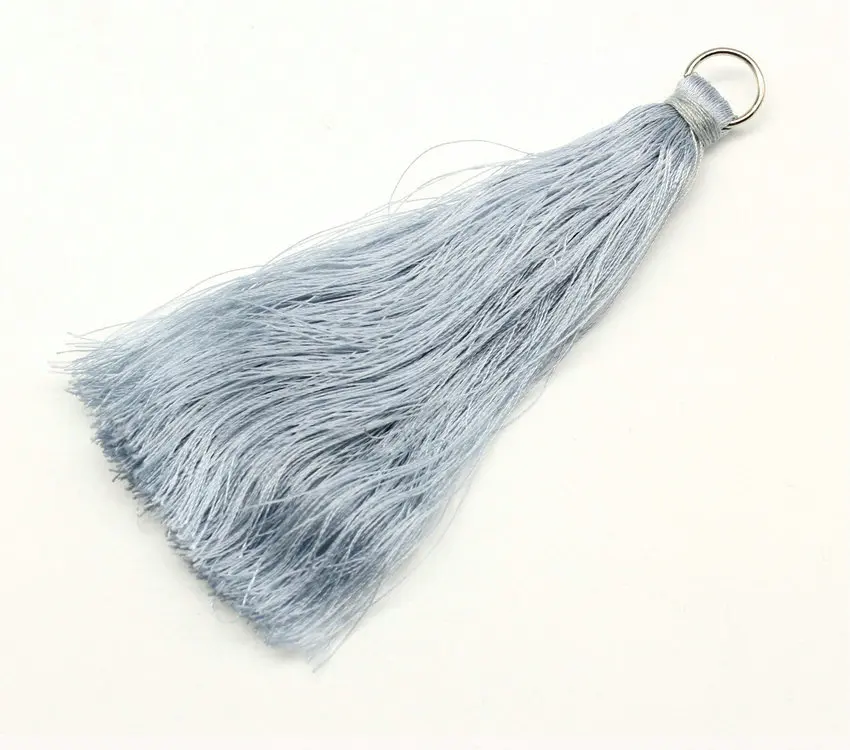 40 pcs silver Long flourish 10cm Silk Tassel with silver Jump Ring, Wholesale Tassels, jewelry making, silk tassel garland