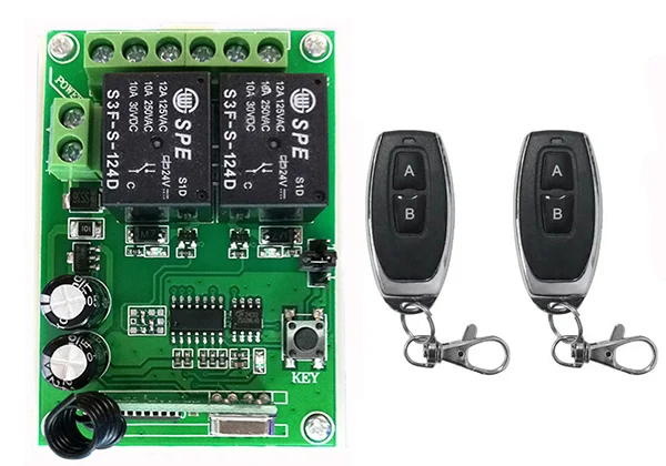 DC24V 2CH RF Wireless Remote Control Relay Switch Security System Garage Doors, Electric Doors/window /lamp