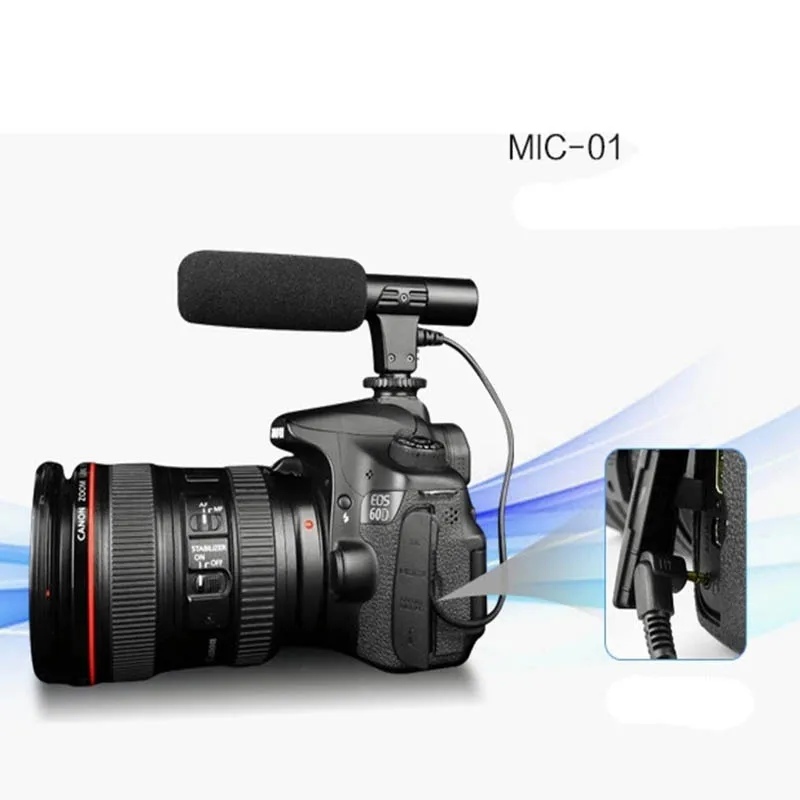 Foleto Mic01 Microfoon Camera Professionele Studio/Stereo 3.5Mm Opname Video Mic Voor Canon Nikon Pentax Digitale Video Dv dslr