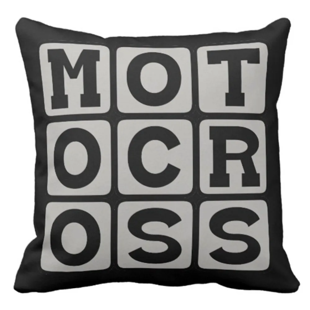 Throw Pillow Cover Squares Motocross Motorcycle Word Squarepeg Moto Cross Sports Decorative Pillow Case Home Decor Square 18 x 1