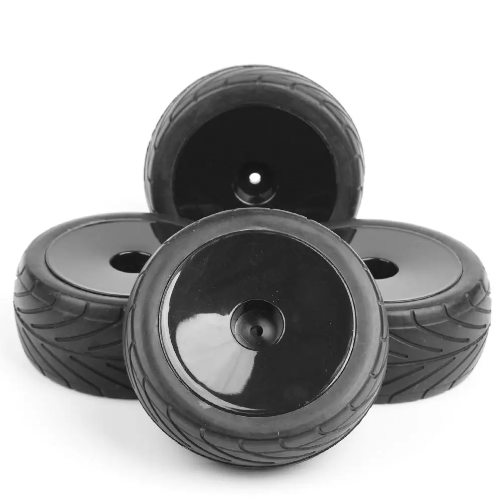 25026+27007 1:10 Scale Ruber Tires and Wheel Rims with 6mm Offset fit RC On-Road Buggy Car Model Toys Accessories