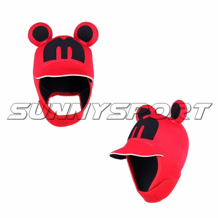 Cartoon duck tongue diving headgear 4mm warm anti Sai adult children red black white New