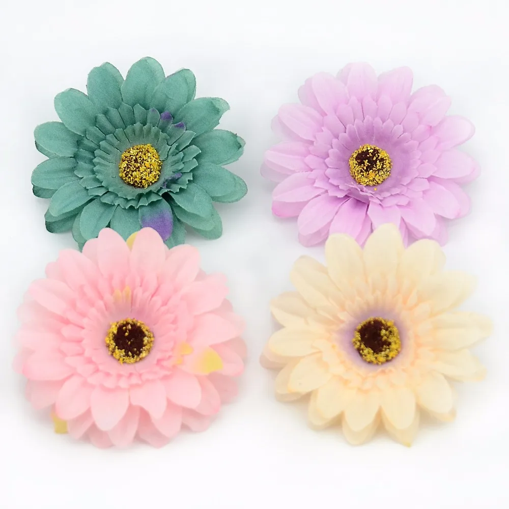 100PCS Large Silk Artificial Dahlia Daisy Flower Heads For Home Garden Wedding Party Decoration DIY Scrapbook Craft Fake Flowers