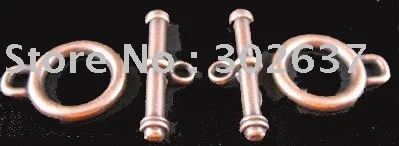 FREE SHIPPING 60sets Antiqued copper plt smooth circle toggle clasp A32C