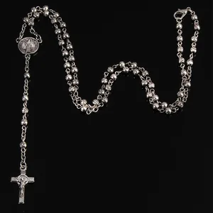 Stainless steel necklace of 4mm granule granule, small rosary necklace, ladies' jewel necklace necklace of Jesus. 8 Main Catholic Rosary Sales - №5