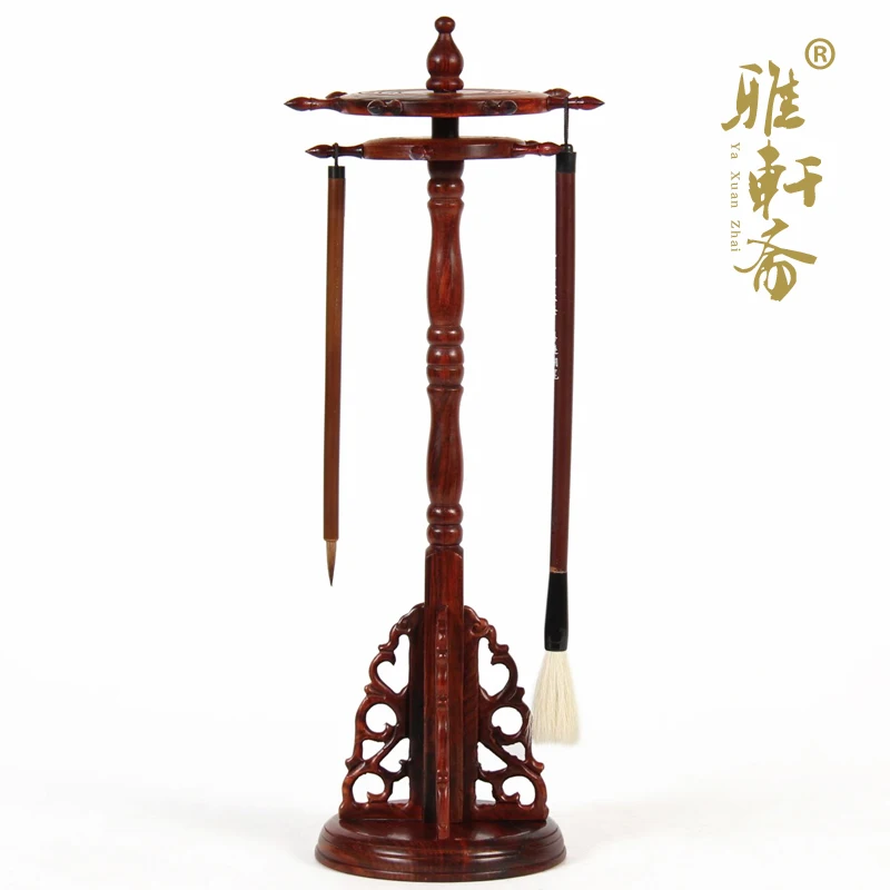 G Zhai Gallery] mahogany hung round brush antique rosewood rotary round pen penholder the 