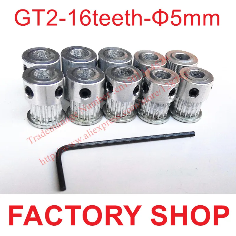 

10 pieces 16 teeth Bore 5mm GT2 Timing Pulley fit width 6mm of 2GT timing Belt 3D bore 5 16 toothed factory outlets high quality