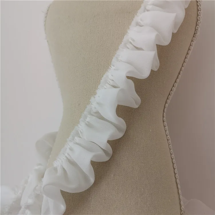 3meters 3cm/5cm wide Pink/ White 120D Encrypted Soft Chiffon Ruffles Lace Trim Cloth Trim X153