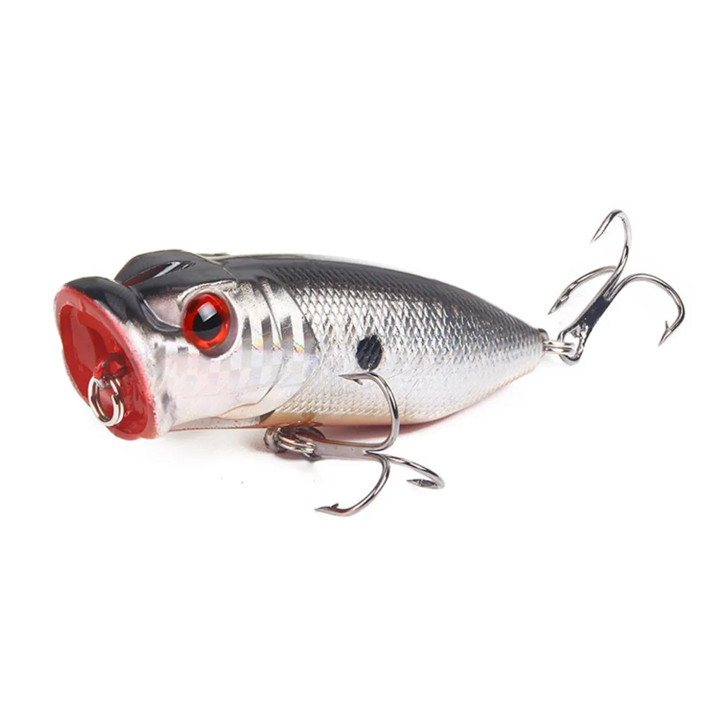 1Pcs 6.5 cm 11.8g Top Water Fishing Lures 3D Eyes Hard Popper Lure Crankbait Bass Wobblers With 6# Hooks Fishing Tackle