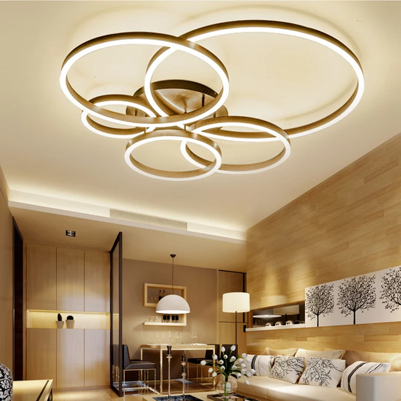 

5 Rings Aluminum Lamparas De Techo Modern Ceiling Lights LED Bedroom Living Room Acrycal Ceiling Lamp Home Light Fixtures