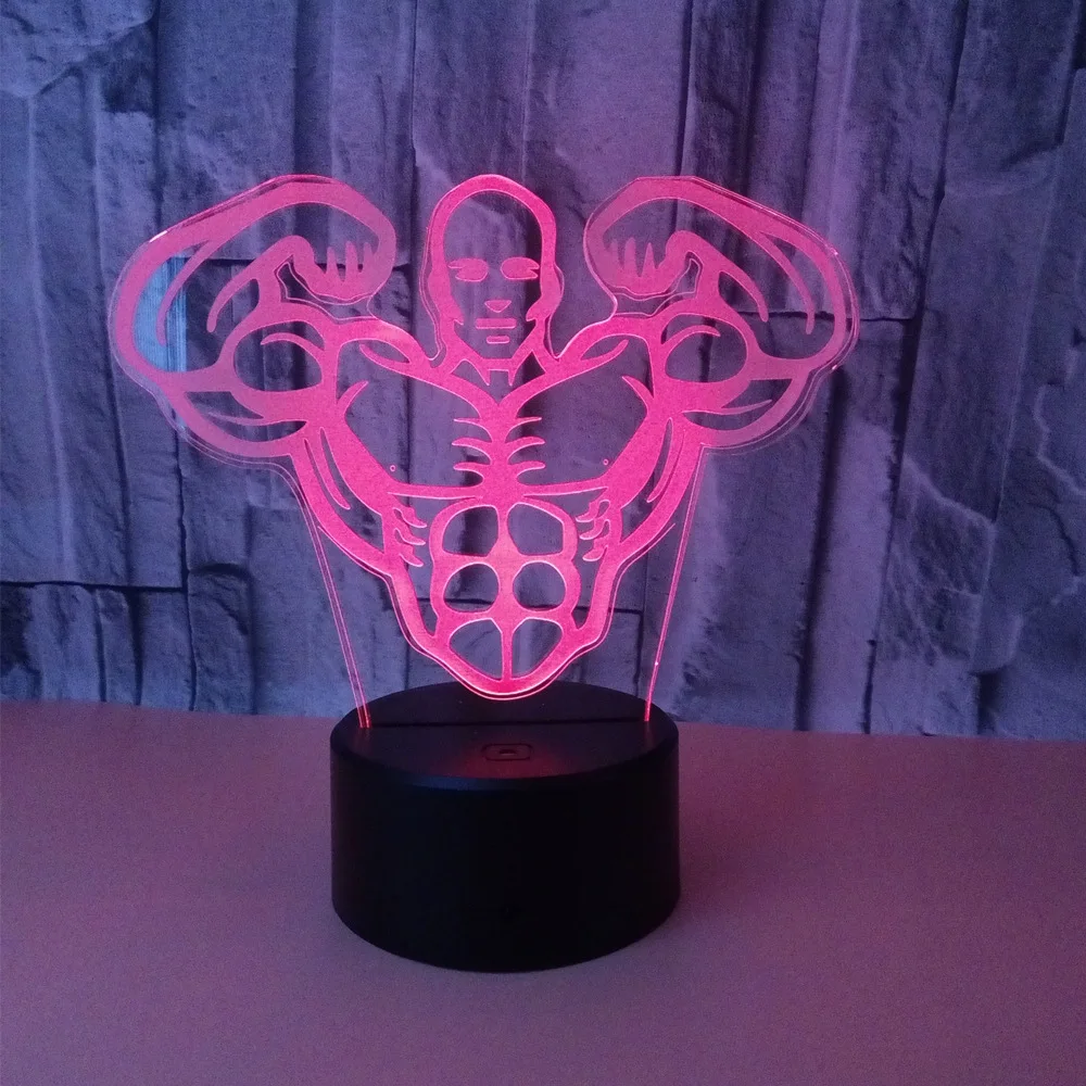 

Fitness Male 3d Night Light Vision Colorful Touch Remote 3d Lamp Novelty Luminaria Led UsbKids Lamp 3d Light Fixtures