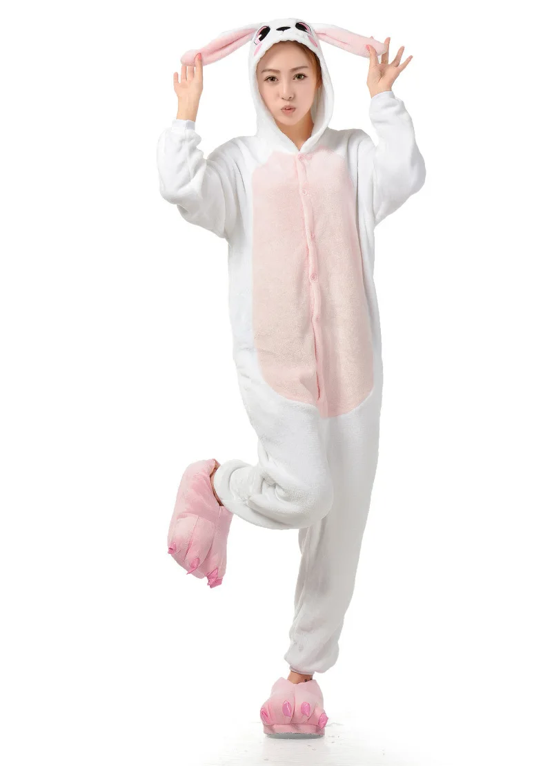 Adult Cosplay Kigurumi Rabbit Animal Costume Women Onesies Pajamas Halloween Carnival Party Jumpsuit (exclude slipper)