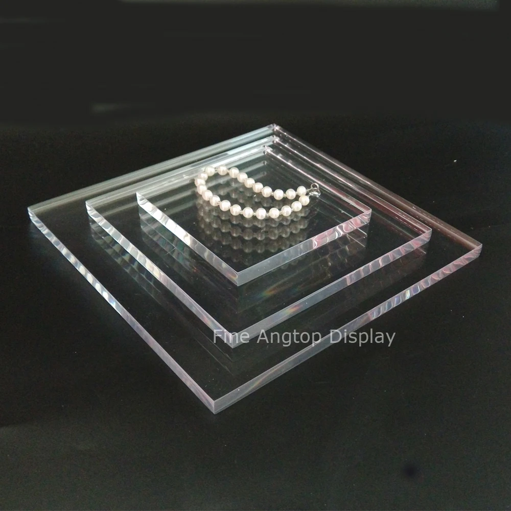 

Набор из трех прозрачных полированных акриловых твердых блоков, украшения, ювелирное ожерелье, браслет, дисплей, стенд, держатель, панель