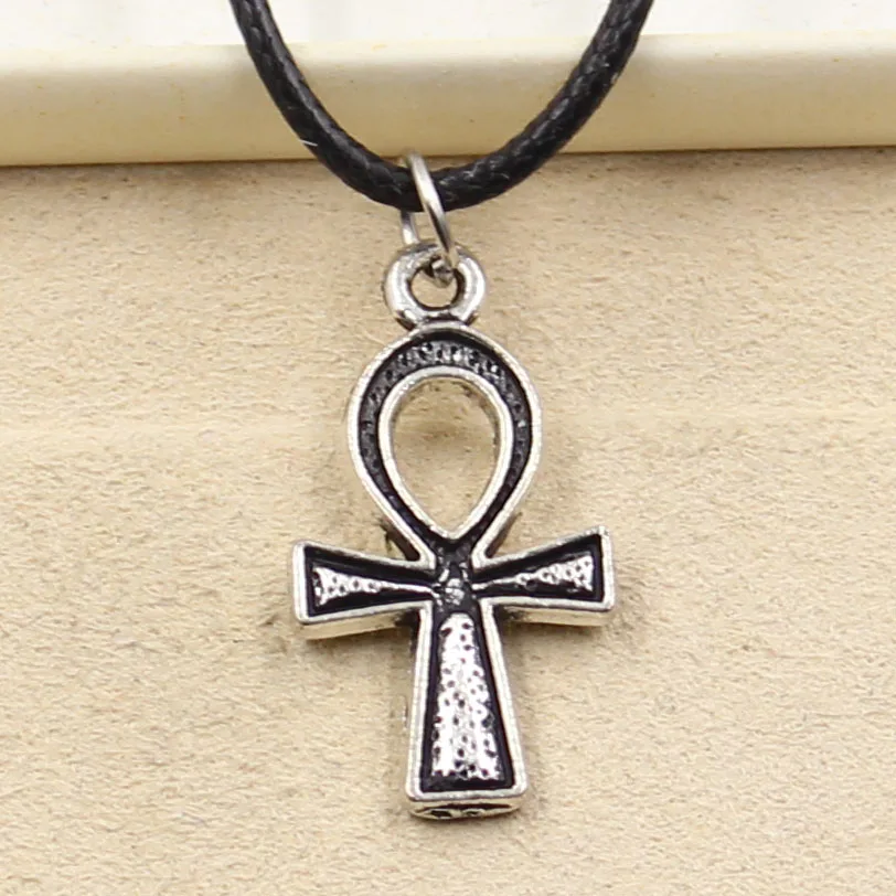 New Fashion Tibetan Anka Cross Egyptian Ankh Symbol Pendant Necklace Choker Charm Black Leather Factory Price Jewelry