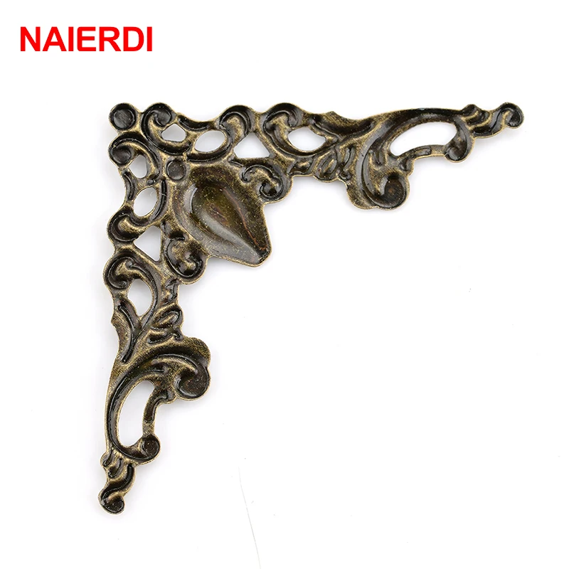 NAlERDI Metal Box Antique Corner Brackets 40mm Book Cover For Menus Pasting Decorative Protector Photo Frame Furniture Hardware