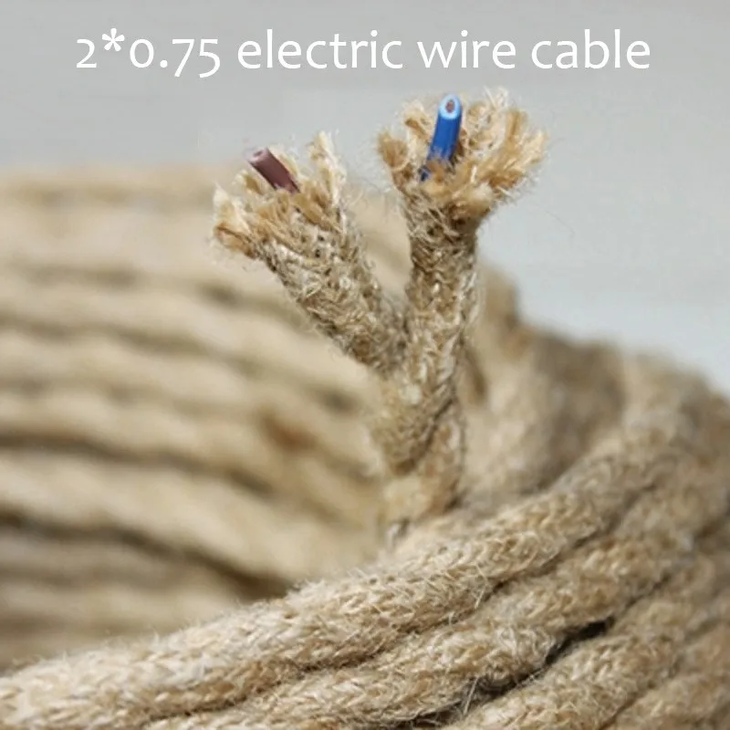 10m/Lot Wholesale,Vintage brown color Vintage rope Fabric Copper Conductor Eletrical Wire 2*0.75mm,Suitable For Edison Bulb