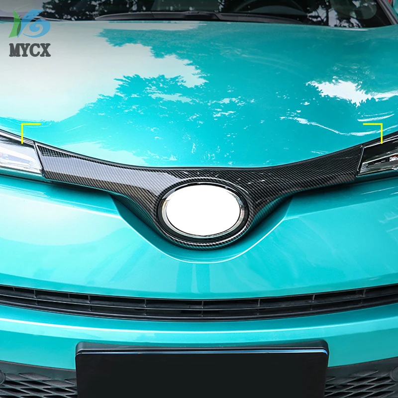 

Carbon Fiber Chrome ABS Car Front Grill Grille Upper Cover Logo Trim Styling For Toyota CHR C-HR 2020 Chromium Car Accessories