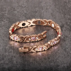 Vinterly Energy Magnetic Bracelets for Women Health Rose Gold Color Bracelet Femme Stainless Steel Chain Link Bracelets Bangles