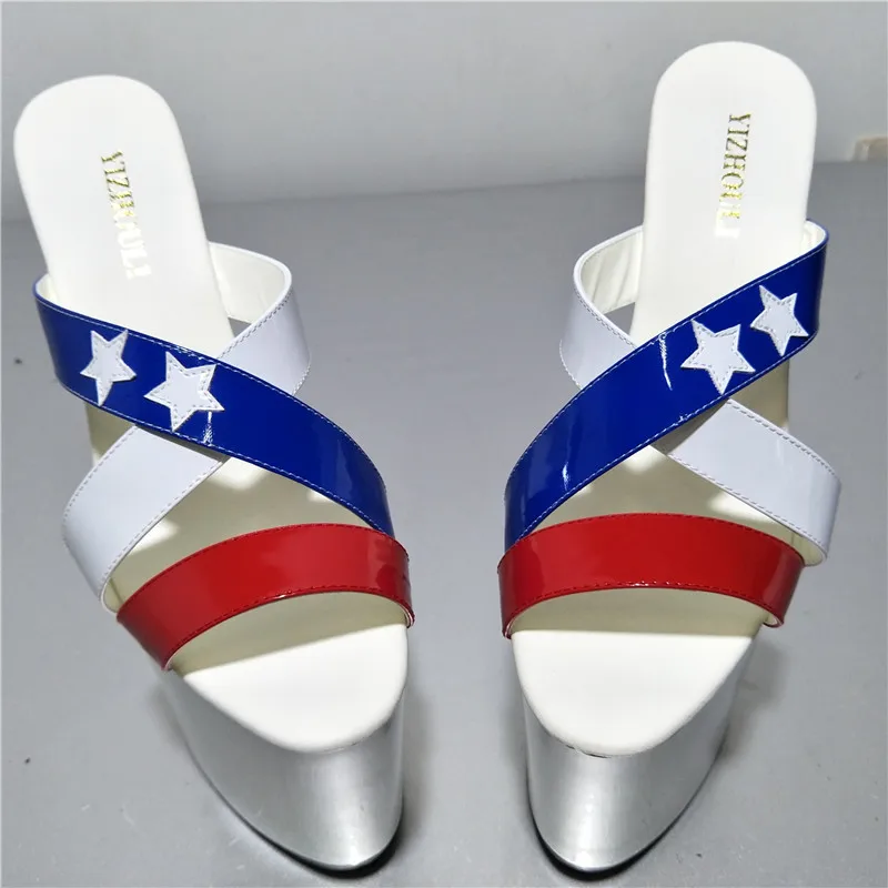 Professional Customize Ultra High Heels 20cm Slippers Sexy Fashion Five-Pointed Star Women's Shoes 8 Inch Stripper Shoes