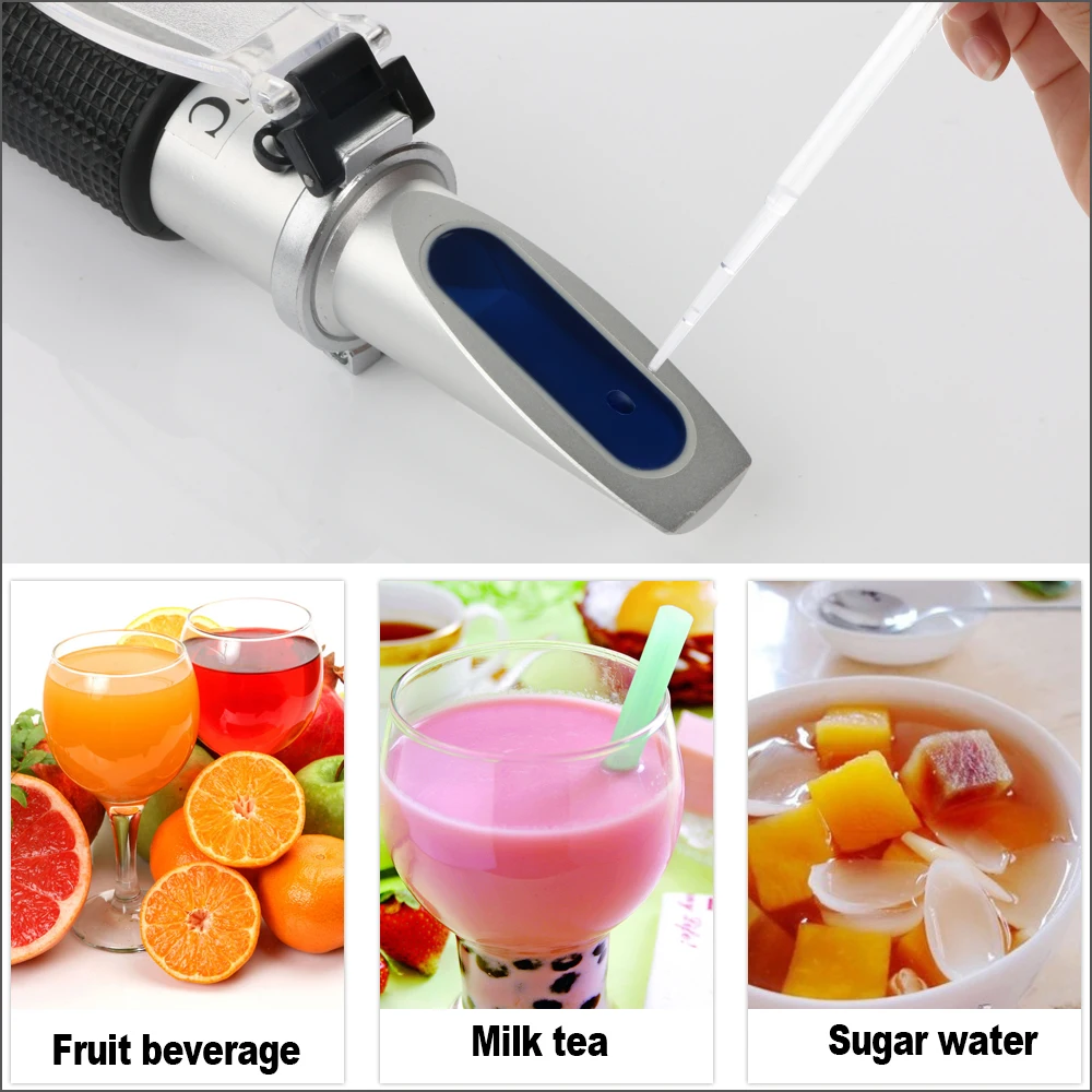 RZ Refractometer Handheld sugar Meter Brix Test Optical 0-32% ATC Milk Tea Fruit Sugar Meter Saccharimeter RHB-32ATC