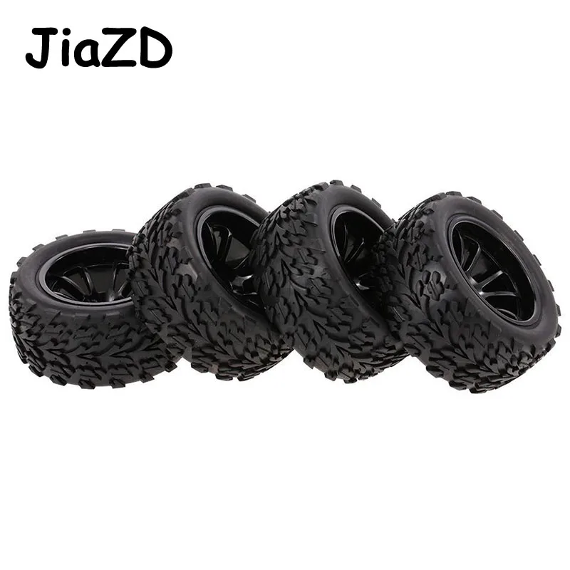 4PCS Wheel Rim Tires HSP 1:10 Monster Truck Buggy RC Car 12mm  Off-road Tyre Lengthways Black for HSP HPI Redcat RC4WD Truck Y01