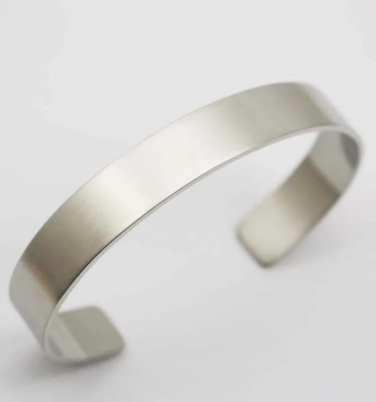 Wholesale Bulk Unisex Blank Metal Cuff Bangles Bracelets 316L Stainless Steel Plain Silver Color Bangles For Men Women