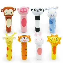 New Baby Rattle Toy BIBI Bar Animal Squeaker Toys Infant Hand Puppet Enlightenment Plush Doll 8 Design KF983