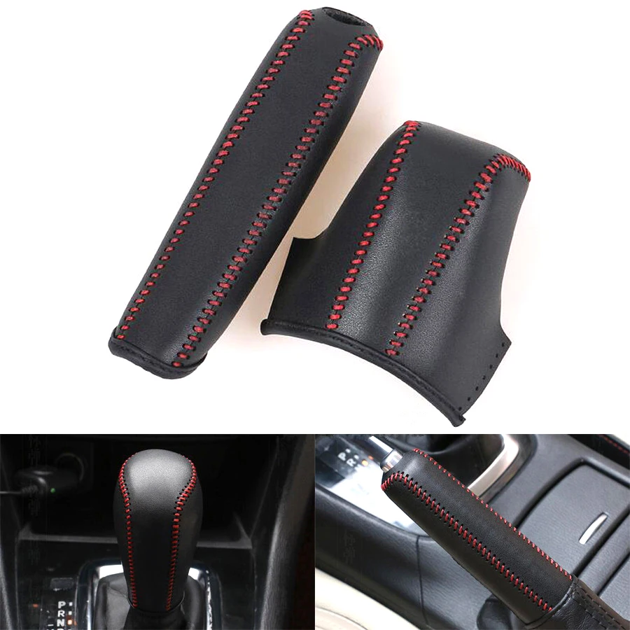 

Car Interior Leather Gear Shift Knob Cover Handbrake Sleeve Collars For Mazda 3 Axela Atenza CX-5 CX-4 CX-3 Car-covers