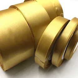 Cinta de satén de seda dorada para decoración de fiestas, cinta de tela de costura para envolver regalos, Navidad y Año Nuevo, 25 yardas, 6mm-50mm, 104