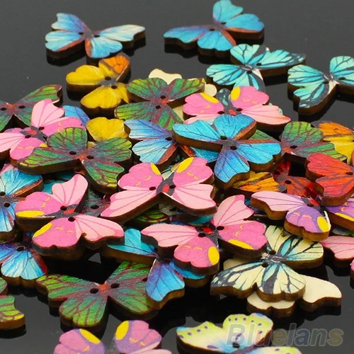 550pcs bulk wholesale 2 Holes Mixed Butterfly Wooden Buttons Sewing Button Sewing DIY Craft Scrapbooking