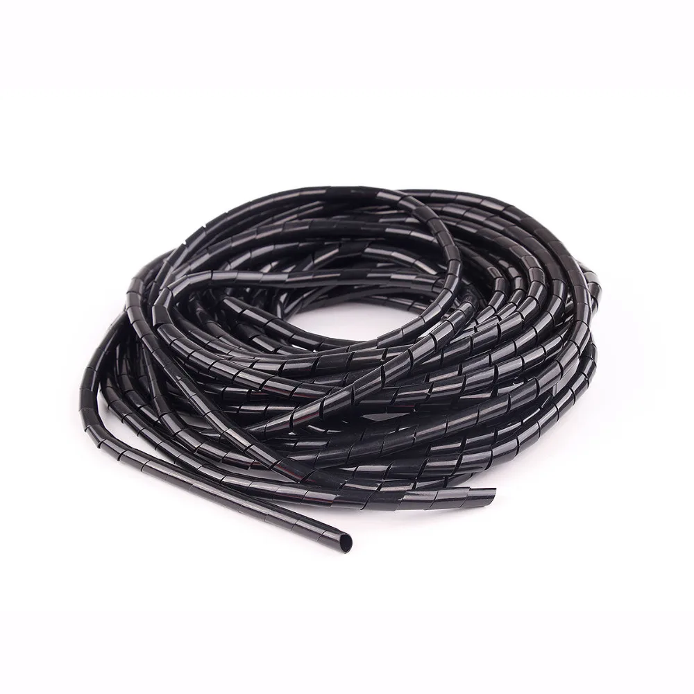 

10M 6mm Cable Protector Spiral Wrap Sleeving Band Tube Black Spiral Cable Wire Tidy Wrap PC Cinema TV Management Organising Kit