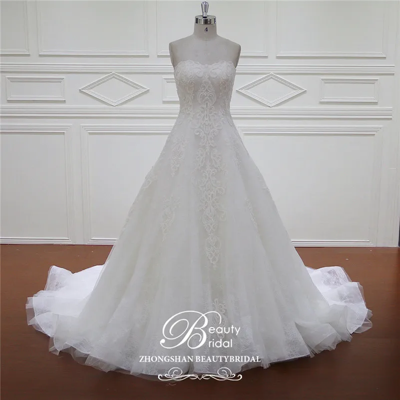 

Beautybridal 100% Real Photos Luxury Wedding Dresses Chaple Train Lace Appliques Off the Shoulder Wedding Dress Vestido XF1105