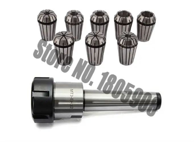 1PCS MT3 M12 ER25 Collet Chuck Morse Taper Holder + 9pcs ER25 Spring Collets  For CNC Milling Lathe Tool