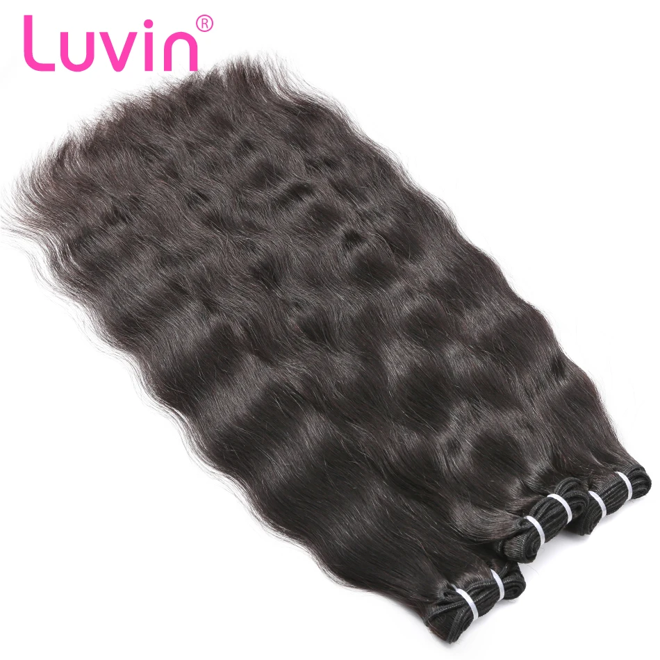 Luvin 28 30 Inch 3 4 Bundles Indian Raw Virgin Hair Weaves Remy Natural Straight 100% Human Hair Weave Bundles Unprocessed Hair