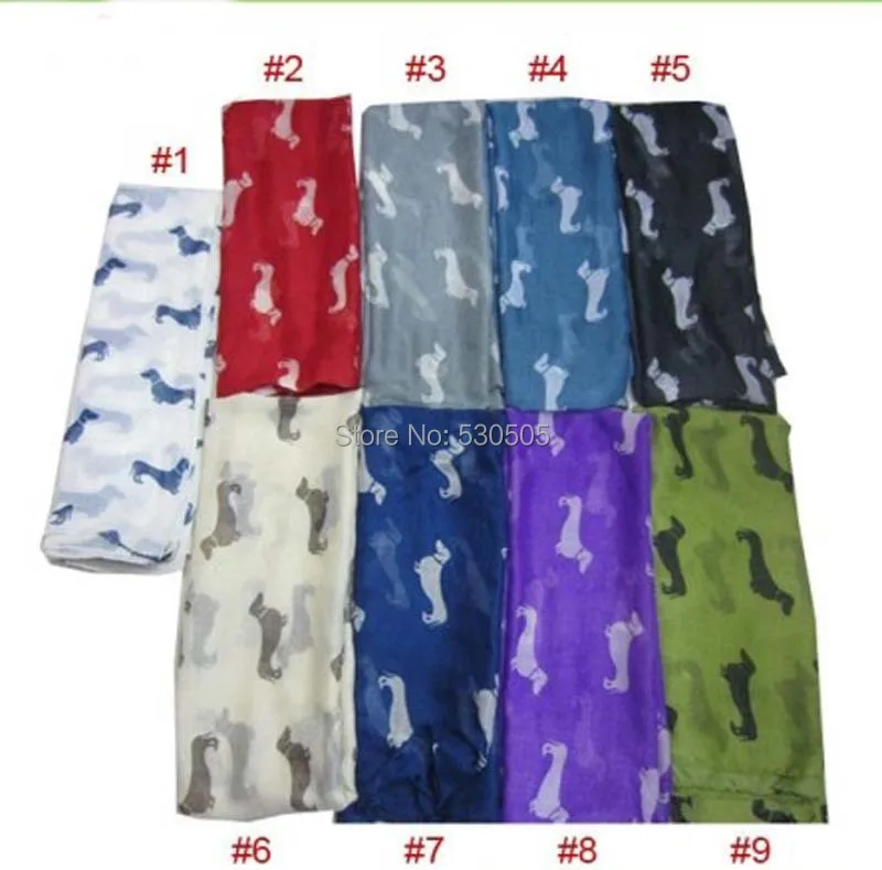 

2019 New Spring Dog Pattern Dachshund Scarf Animal Print Women Scarf Shawls Wraps 13colors Wholesale 10pcs/lot FREE SHIPPING