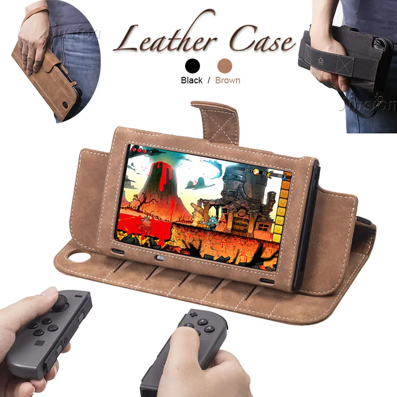 

Защитный чехол из искусственной кожи Bag для Nintendo Switch, многофункциональная портативная поддержка для контроллера, игровых карт, аксессуаров NS