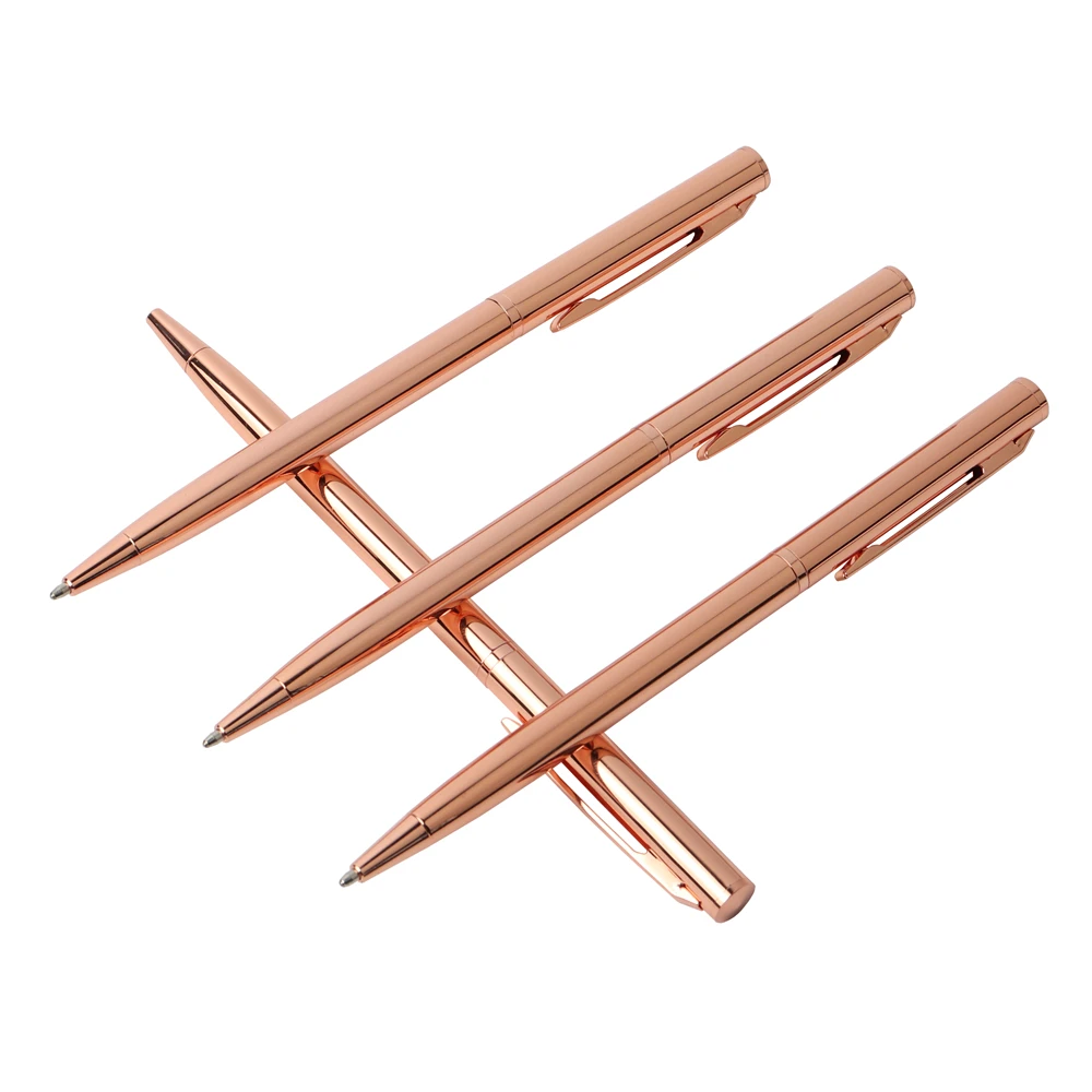

Rose Gold Ballpoint Pen Stainless Steel Rod Rotating Metal Ball Pens For School Office Stationery Ballpoint Pen Writing 0.7mm
